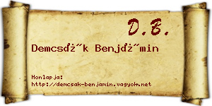 Demcsák Benjámin névjegykártya